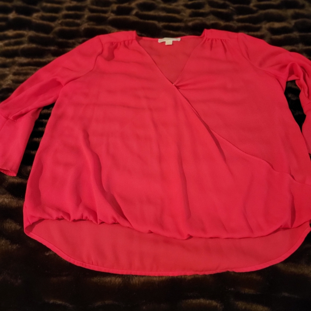 Women's Pink V-Neck Long Sleeve  Blouse Size Lg Gently used Michael Coors